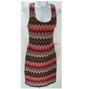Womens Calvin Klein Sheath Sz 8  Knit Chevron Print Sleeveless Scoop Neck